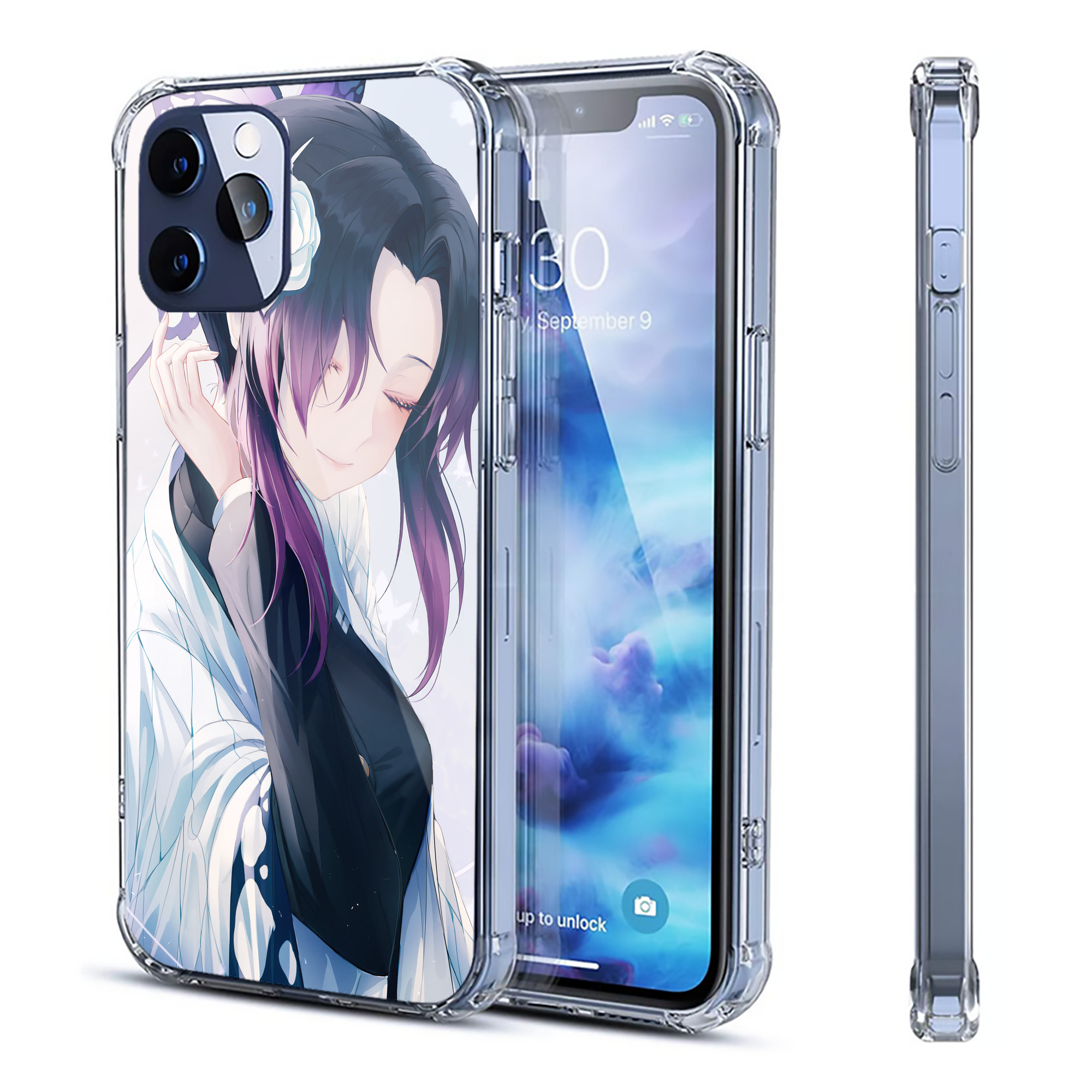 （画像用） 鬼滅の刃（きめつのやいば）蟲柱-胡蝶 しのぶ／こちょう しのぶ Kochou Shinobu 【iPhone 12シリーズ対応】透明スマホケース（クリアソフトケース）
